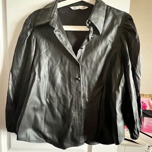 Zara Black Faux Leather Top for Women